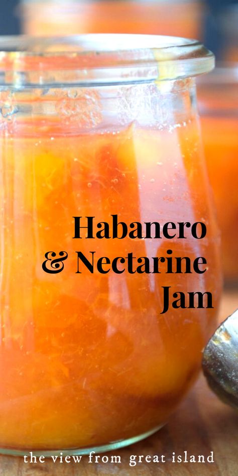 Nectarine Habanero Jam, White Nectarine Jam, Nectarine Jam With Pectin, Canning Nectarine Recipes, Preserving Nectarines, Nectarine Jelly Recipe, Nectarine Canning Recipes, Nectarines Recipes, Canning Nectarines