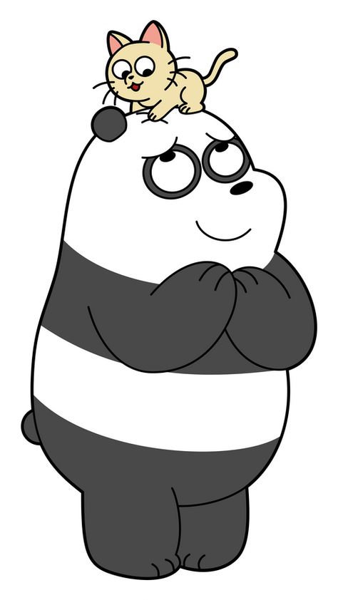 Cat And Panda, Panda We Bare Bears Cute, Bear Cat, We Bare Bears Panda, Panda We Bare Bears, Ice Bear We Bare Bears, Panda Drawing, We Bare Bears Wallpapers, Ice Bears