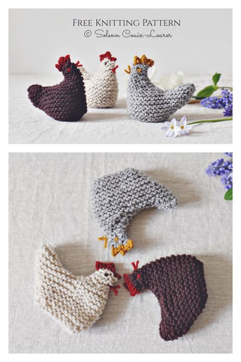 Free Amigurumi Knitting Patterns, Egg Cosy Knitting Patterns Free, Petite Knit, Miniature Knitting, Knitted Toys Free Patterns, Chicken Pattern, Crochet Chicken, Animal Knitting Patterns, Knitting Patterns Toys