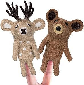 Finger Puppets For Kids, Toddler Party Favors, Animal Finger Puppets, Animal Hand Puppets, Christmas Goodie Bags, Quiet Toys, Puppets For Kids, Deer Animal, Imaginary Play