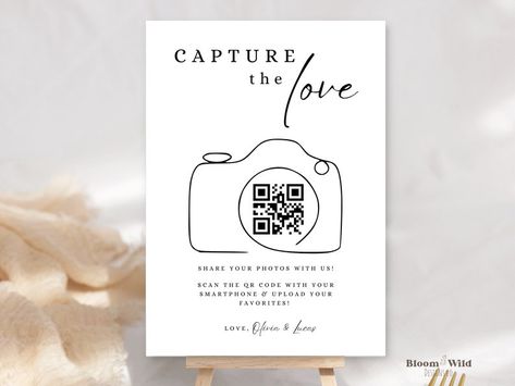 QR Code for Photo Sharing Wedding Capture The Love Qr Code - Etsy Portugal Love Qr Code, Wedding Guests Photos, Pier Wedding, Disposable Camera Wedding, Wedding Phone, Wedding Photo Sharing, Qr Code Sign, Qr Code Wedding, Wedding Moodboard