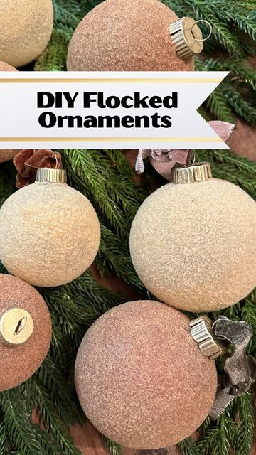 Diy Flocked Ornaments, Flocked Ornaments, Metallic Spray Paint, Gorilla Glue, Plaid Christmas Tree, Gold Christmas Decorations, Cricut Designs, Spray Adhesive, Homemade Christmas Gifts