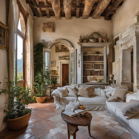 NA Southern Italy Interior Design, Tuscan Home Aesthetic, Italy Vineyards Aesthetic, Italy Home Aesthetic, Tuscan House Decor, Italian Farmhouse Bedroom, Italy Room Aesthetic, Italy House Interior, Italian Vineyard House