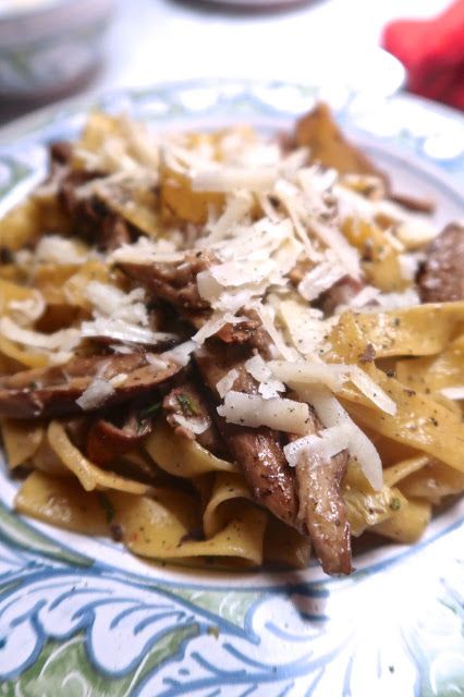 Scrumpdillyicious: Pappardelle ai Funghi Porcini e Tartufata Bianca Pappardelle ai Funghi Porcini e Tartufata Bianca Serves 4 1/2 lb fresh porcini mushrooms 3 tbsp extra virgin olive oil Maldon salt and freshly ground black pepper 1/4 cup dry white wine 4 oz Tartufato Bianco 1/2 cup pasta cooking water 1 lb good quality dried pappardelle 2 cups grated pecorino Tartufata Recipe, Porcini Mushroom Pasta, Mushroom Truffle Pasta, Mushroom Pappardelle Pasta, Porcini Mushroom And Truffle Ravioli, Papardelle Ao Funghi, Truffle Mushroom Tagliatelle, Maldon Salt, Porcini Mushrooms