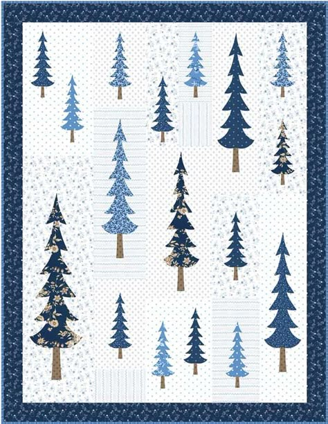 Christmas Tree Quilts, Winter Quilts Patterns, Quilt Tree, Christmas Quilt Ideas, Tree Quilt Pattern, Forest Quilt, Snowflake Quilt, Winter Quilt, Quilts Christmas