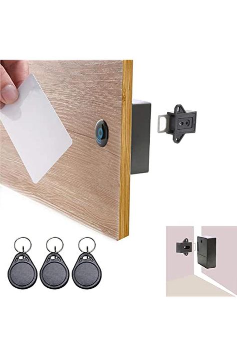 Amazon.com: rfid cabinet lock Locking Liquor Cabinet, Diy Liquor Cabinet, Oak Furniture Living Room, Hidden Cabinet, Basement Inspiration, Wooden Drawer, Cabinet Lock, Cabinet Black, Hidden Rooms