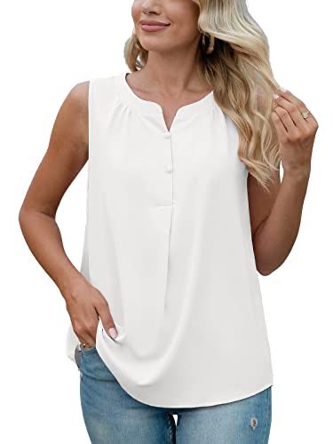 Business Blouse, Blouses Work, Sleeveless Blouses, Sleeveless Chiffon Blouse, Chiffon Tank Tops, Loose Tank Tops, Womens Sleeveless Tops, Blouse White, Casual Blouse