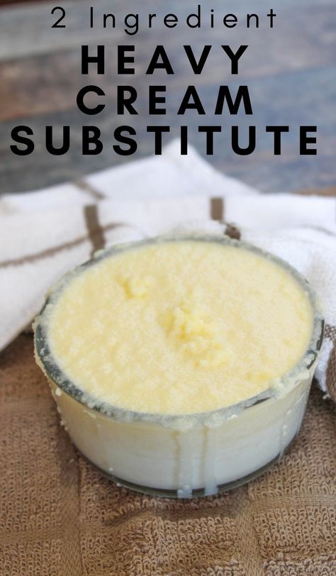 Substitute For Heavy Cream, Homemade Heavy Cream, Cream Substitute, Heavy Cream Recipes, Heavy Cream Substitute, Cooking Substitutions, Recipes With Whipping Cream, Homemade Condiments, Baking Substitutes