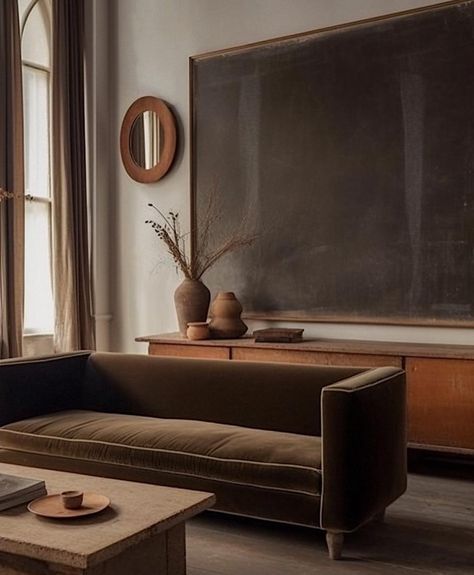 Birgit Maria Otte | Absolutely gorgeous 🤎🤎🤎 love the chocolate brown tones in combination with wood and creamy walls 🤎🤎🤎 Could jump in and… | Instagram Transitional Style Office, Brown Interiors, Concrete Paint, Stone Paint, Warm Browns, Brown Rooms, Interior Finishes, Brown Walls, Brown Interior