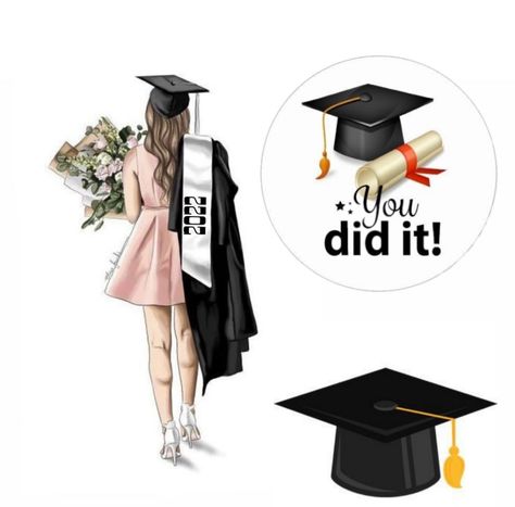 Graduation Cake Stickers, Graduation Cake Stickers Printable, Graduation Toppers Printable, Graduation Stickers Printable, Prom Drawing, Dolly Wallpaper, College Graduation Cakes, Graduation Logo, Graduation Cartoon