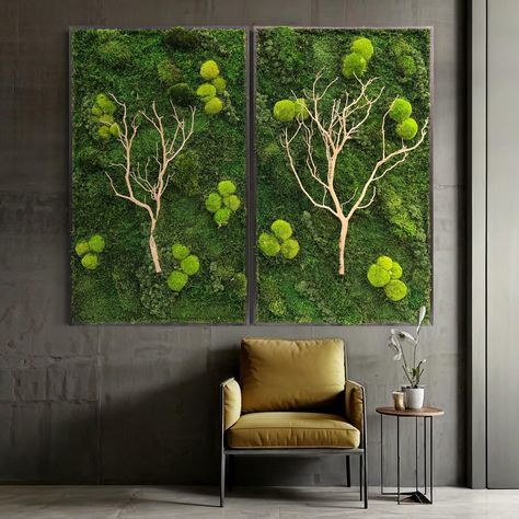 Moss in time for the holidays! #maintenancefreemoss #MossArt #luxuryhome #plantart #interiordesigner #interiordesign #wallart #mossinstallation #MossWall #uniqueart #luxuryhomedecor #homedecor #homedecoration #homedesigner #biophilicdesign #homedesigninspiration #naturalart #mosswallart #bringnatureinside #greendesign #naturesfinest #officeinspiration Moss Wall Art, Moss Art, Moss Wall, Plant Art, Office Inspiration, Green Design, Luxury Home Decor, Nature Art, Unique Art