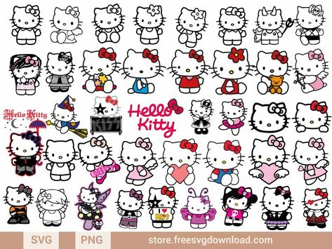 Hello Kitty SVG Bundle (FSD-J55) - Store Free SVG Download Hello Kitty Cricut, Hello Kitty Svg, Band Svg, Hello Kitty Christmas Tree, Hello Kitty Bow, Cricut Stencils, Cricut Baby, Random Crafts, Princess Fashion