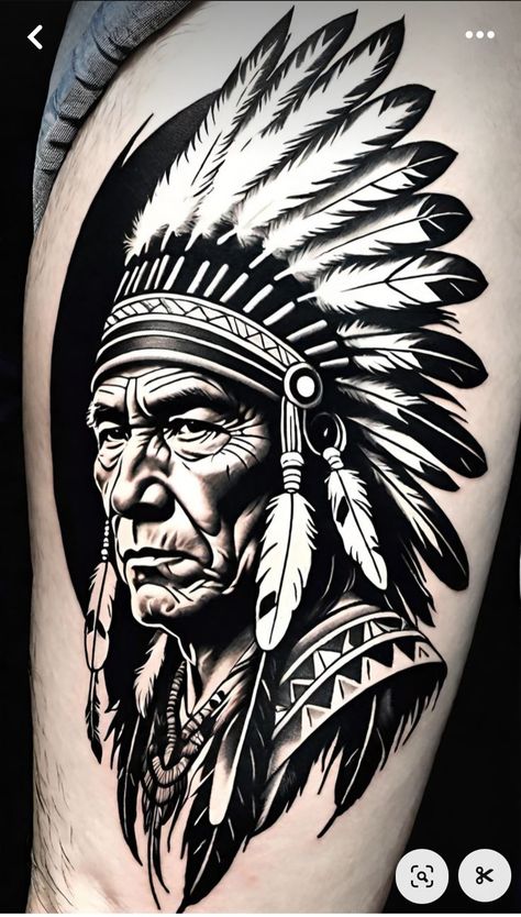 Native American Chief Tattoo, Native American Warrior Tattoos, Indian Chief Tattoo, Chief Tattoo, Indian Tattoo Design, Native American Drawing, American Indian Tattoos, Native Tattoos, Free Tattoo Designs