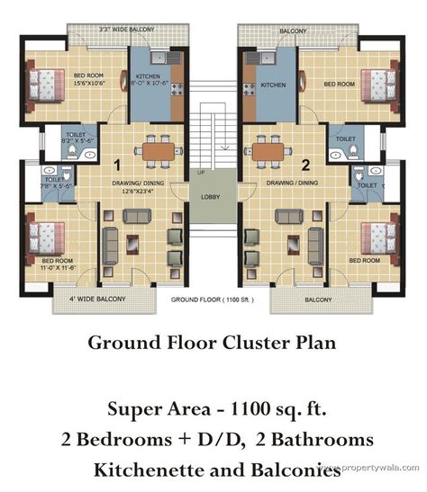 2bhk Flat Plan Layout, 2bhk Apartment Layout, 2bhk Apartment Floor Plans, Small Apartment Building Plans, Residential Building Plan, Small Apartment Plans, Building Design Plan, Small Apartment Building, Duplex Floor Plans