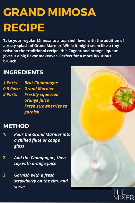 Grand Mimosa Recipe, Golden Shimmer Mimosa, Best Champagne For Mimosas, Champagne Pairings, How To Make Mimosas, Mimosa Party, Champagne Pairing, Champagne Breakfast, Mimosa Brunch