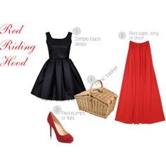 "DIY Costume: Red Riding Hood" by kellycupcake101 on Polyvore Red Riding Hood Costume Diy, Little Red Riding Hood Costume, Riding Hood Costume, Red Riding Hood Costume, Diy Costume, Costume Women, Costume Diy, Red Pumps, Little Red Riding Hood