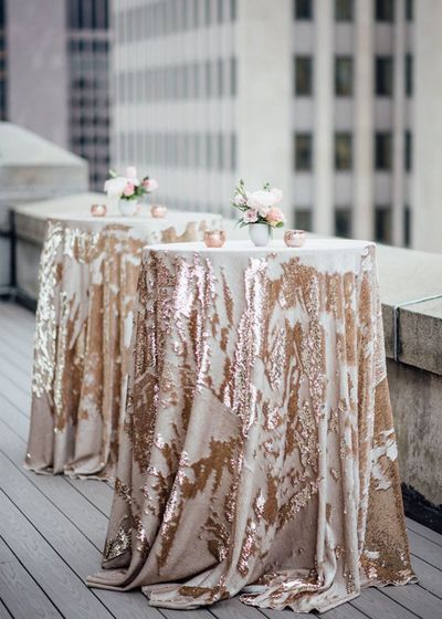 Blush Bliss - Mosaic, Inc. • • • • • • #linen #style #floral #design #decor #designideas #partymosaic #tabletop #eventstyle #wedding #tablescape #theknot #brides #weddingchicks #linendesign #sparkles #candlelight #sequins #florals #glamwedding #wedding Fairytales Wedding, Diy Wedding Table Decor, Sequin Tablecloth Wedding, Floral Party Theme, Wedding Cocktail Tables, Cocktail Table Decor, Terrace Wedding, Tablecloth Wedding, Fabric Forever