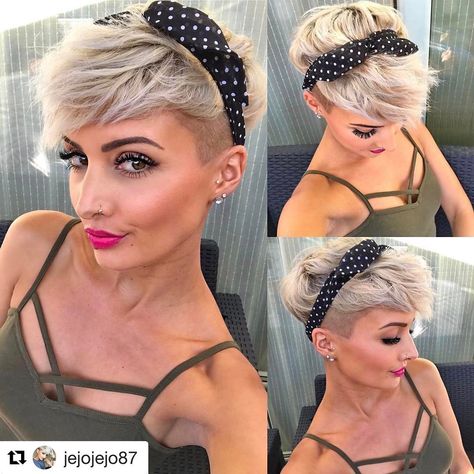 #Repost @jejojejo87 with @repostapp ・・・ Happy Sunday ☀️ #hairstyle #haircut #pixie #pixies #pixiecut #undercut #sidecut #blonde #beauty #beautyful #love #amazing #photo #photooftheday #shorthair #weekend #sunday #stuttgart #0711 #happy #happyness #fashion #fashionista #fashionblogger #influencer #instagood #cheveuxoholic Shaved Pixie, Sweet Hairstyles, Short Hair Undercut, Hair Styles 2017, Penteado Cabelo Curto, Cute Hairstyles For Short Hair, Undercut Hairstyles, Short Hairstyle, Short Blonde