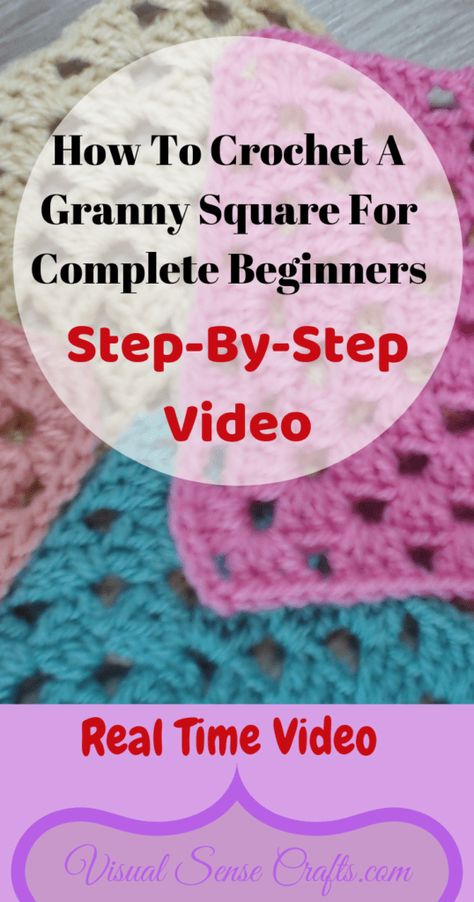 Crochet For Beginners Granny Square, Crocheting Granny Squares For Beginners, Make Granny Squares, First Granny Square, Easy Step By Step Crochet For Beginners, Beginners Granny Squares Crochet Tutorials, How To Crochet A Square For Beginners, Crocheting Granny Squares Beginner, Crochet Granny Squares For Beginners