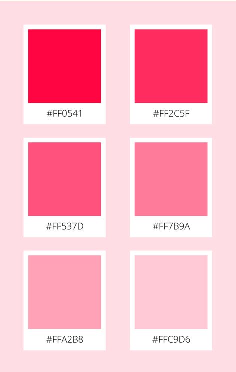 Paleta de color 5 Pink To Red Color Palette, Love Core Color Palette, Eclectic Wedding Color Palette, Pink Room Color Palette, Barbie Pink Color Palette, Pink Red Palette, Pink Red Green Color Palette, Pink Color Palette Hex Codes, Bright Pink Color Palette