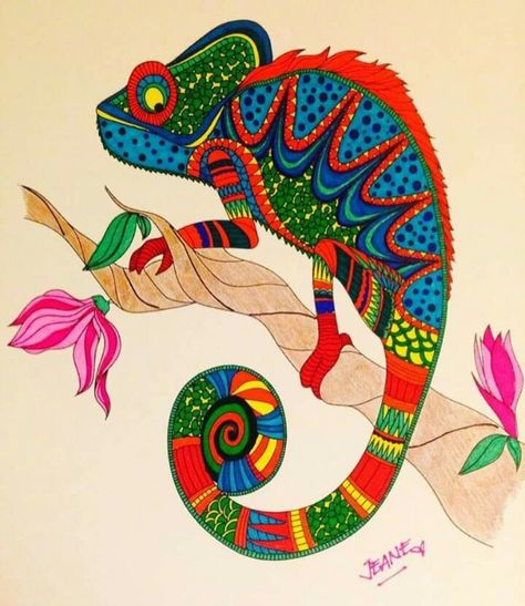 Camaleón Cameleon Art, Gecko Wall Art, فن النسيج, Chameleon Art, Chameleons, Tableau Art, 수채화 그림, Diamond Embroidery, Embroidery Kit