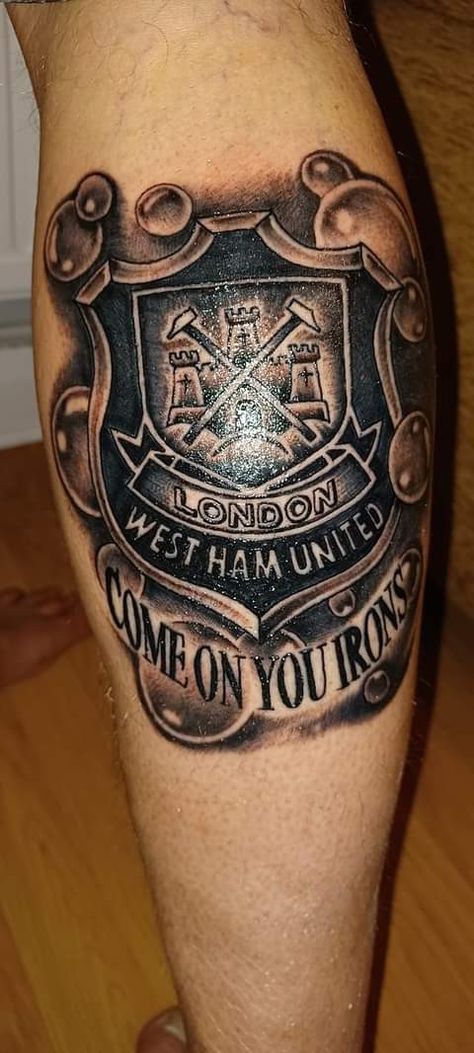 West Ham United Tattoo, West Ham Tattoo Ideas, West Ham Tattoo, Ham Tattoo, England Tattoo, Magic Runes, Armor Tattoo, West Ham United Fc, White Ink Tattoo