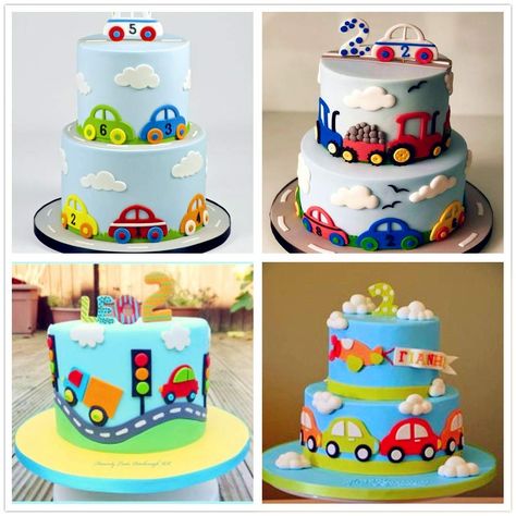 Transport Theme Birthday Decor, Vehicle Theme Cake, Vehicle Themed Birthday Party, Transportation Cake, Vehicle Cake, Γενέθλια Mickey Mouse, Cars Theme Cake, Cake Designs For Boy, 1st Car