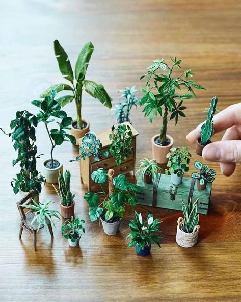 Spider Habitat, Composting At Home, Fairy Garden Crafts, Diy Doll Miniatures, Paper Plants, Mini Doll House, Doll House Crafts, Dollhouse Miniatures Diy, Miniature Trees