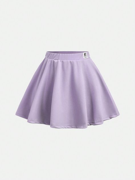 Tween Girl Knitted Solid Color A-Line Skirt With Applique Decoration, Loose Fit Casual Style Purple Casual   Knitted Fabric Letter,Plain Flared Slight Stretch  Tween Girls Clothing, size features are:Bust: ,Length: ,Sleeve Length: Light Purple Skirt, Lilac Skirt, Lavender Skirt, Plum Pudding, Girls Skirts, Pink Mini Skirt, Trendy Halloween Costumes, Princess Skirt, Purple Skirt