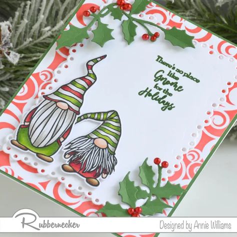 Gnome For The Holidays with Rubbernecker Stamps – Annie Williams Handmade Holiday Cards, Starlight Mints, August Themes, Candy Background, Rubber Stamping Techniques, Cardmaking Techniques, Holiday Cards Handmade, Garden Gnomes, Christmas Gnomes