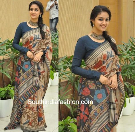 keerthy suresh kalamkari saree full sleeves blouse Blouse Designs Latest Full Slives, Blouse For Kalamkari Saree, Full Sleves Desine For Blouse Saree, Cotton Full Sleeve Blouse, Mahanati Blouse Designs, Full Slive Pattern For Blouse, Full Sleves Desine Blouses Latest, Kalamkari Saree Blouses, Kalamkari Saree Cotton