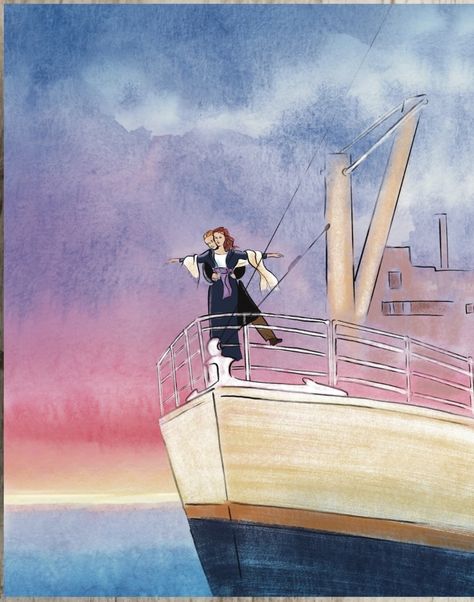 Movie Watercolor Art, Titanic Watercolor, Titanic Painting, Leonardo Dicaprio And Kate Winslet, Titanic Drawing, Titanic Art, Jack And Rose, Best Nature Images, Couple Painting