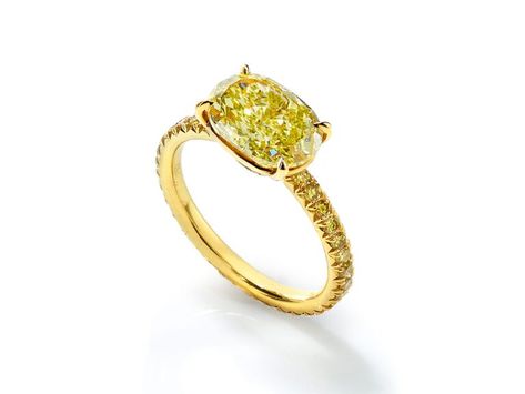 Colored Engagement Ring, Wedding Renewal, Colored Engagement Rings, Jewelry Companies, Yellow Diamond, White Diamonds, Druzy Ring, The Knot, Diamond White