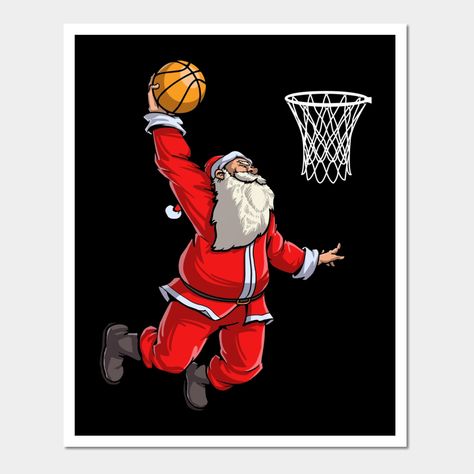 Basketball Santa Slam Dunk Christmas Xmas Ball Sport -- Choose from our vast selection of art prints and posters to match with your desired size to make the perfect print or poster. Pick your favorite: Movies, TV Shows, Art, and so much more! Available in mini, small, medium, large, and extra-large depending on the design. For men, women, and children. Perfect for decoration. Basketball Christmas, Sport Portraits, Sport Canvas, Nba Pictures, Basketball Art, Portrait Canvas, Canvas Gift, Slam Dunk, Christmas Paintings