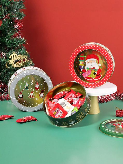 1 pièce Boîte métallique ronde de Noël avec fenêtre d'affichage transparente, emballage de biscuits, cadeau de fête, boîte-cadeau de Noël, boîte en métal, boîte de biscuits, emballage de gâteau mousse, petite boîte métallique de décoration de Noël, Halloween, décoration d'Halloween Multicolore    Alliage de fer     Event & Party Supplies, size features are:Bust: ,Length: ,Sleeve Length: Cake Packaging, Holiday Gift Box, Cookie Tins, Small Tins, Cookie Packaging, Color Caramelo, Christmas Party Supplies, Holiday Christmas Gifts, Candy Boxes