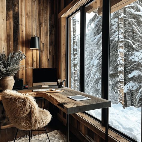 Charcoal Charm Ranch :: Behance Mountain Kitchen Design, Swiss Chalet Interior Design, Chalet Design Interior, Desktop Design Ideas, Chalet Office, Cozy Farm Home, Cozy Winter Cabin Interior, Mountain Homes Interiors, Modern Chalet