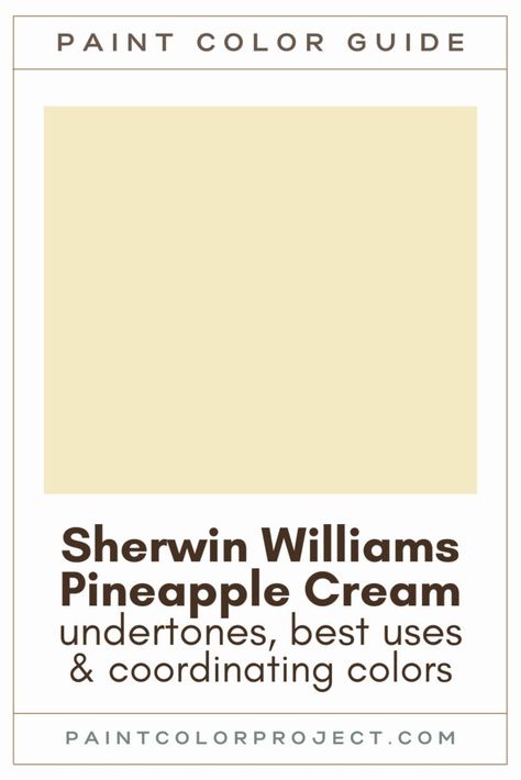 Want to add a touch of sunshine to your home? Let me introduce you to Sherwin Williams Pineapple Cream — this cheerful yellow might just be the perfect pick for your space! Pineapple Cream Sherwin Williams, Butter Yellow Paint Colors, Yellow Paint Colors Sherwin Williams, Yellow Paint Colors For Bedroom, Soft Yellow Paint Colors, Creamy Yellow Paint Colors, Sherwin Williams Yellow Paint Colors, Best Yellow Paint Colors, Patrick House