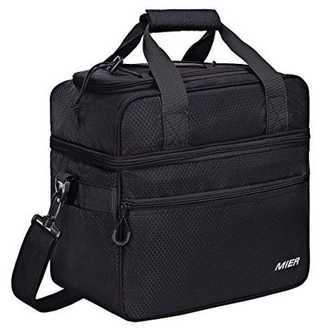 MIER Double Compartment Cooler Bag Large Insulated Bag for Lunch, Picnic, Beach, Grocery, Kayak, Travel, Camping, Black. For product & price info go to:  https://all4hiking.com/products/mier-double-compartment-cooler-bag-large-insulated-bag-for-lunch-picnic-beach-grocery-kayak-travel-camping-black-2/ Large Lunch Bag, Work Lunch Box, Mens Lunch Bag, Reusable Lunch Bags, Welding Technology, Best Lunch Bags, Lunch Cooler, Cooler Tote, Insulated Lunch Bags