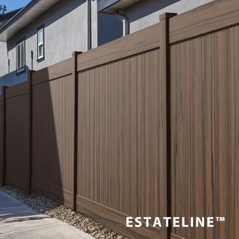 It looks mint.👌 It's maintenance free. It's awesome. And it comes with our same 50-year product warranty! Check out our new Estateline Vinyl fence in dark brown with streaking. #vinylfence #vinyl #fence #backyrard #privacyfence #backyardgarden #garden #fenceinstallation #vancouver #bc #bcstrata #realestate #nomaintenance Vinyl Fence Panels, Fence Panel, Vinyl Fence, Privacy Fence, Fence Panels, Vancouver Bc, Backyard Garden, Color Ideas, House Colors