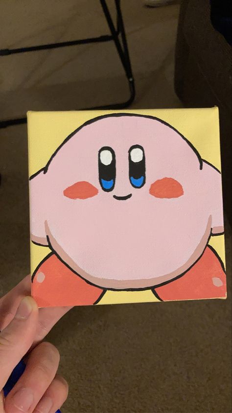 Kirby Painting Canvas, Mario Canvas Painting, Kawaii Paintings On Canvas, Pokemon Canvas Painting, Kirby Painting, Kawaii Painting, Draw Canvas, Canvas Art Painting Abstract, Pokemon Painting