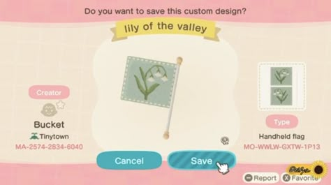 Animal Crossing Lily Of The Valley, Acnh Lily Of The Valley, Acne Path Codes, Acnh Banner, Daisy Animal Crossing, Acnh Road Code, Acnh Flag Design Code, Lily Acnh, Lily Animal Crossing