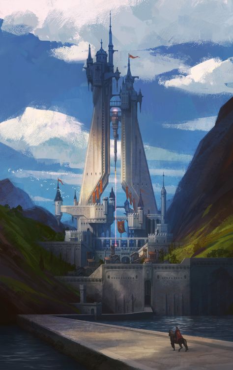 ArtStation - Vertical structure, Hyeon Kim Futuristic Kingdom, Modern Fantasy City, Modern Kingdom, Beautiful Kingdom, Galaxy Artwork, Fantasy Background, Fantasy City, Fantasy Castle, Fantasy Places