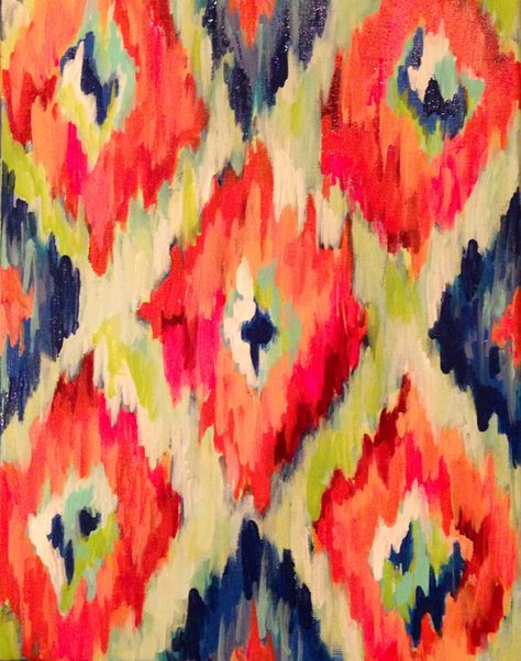 "Ikat" - July 2013. By Margaret Ellen Crawford I WANT THIS MARGARET!!! Ikat Painting, Ikat Art, Textile Pattern Design, Ikat Design, Ikat Print, Ikat Pattern, Blue And Yellow, Textile Patterns, Textile Prints