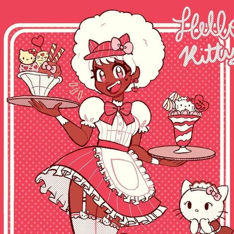 Otakah! on Instagram: "🎀 Sanrio Maid Café- Hello Kitty Maid! 🎀  Been cooking this series for a while! They will be available as limited T-Shirts in all sizes!  Available since May 29th.  Stay tuned!  #hellokitty #sanrio #gijinka #maid #fanart" Sanrio Gijinka, Maid Fanart, Cafe Hello Kitty, Maid Cafe, Stay Tuned, Cute Drawings, Hello Kitty, Kitty, Cafe