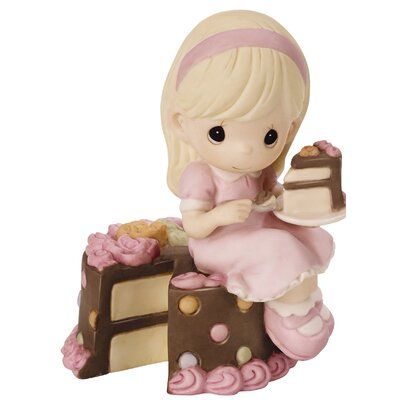 This figurine is a perfect birthday gift for beloved friends. It is meticulously sculpted and expertly hands painted. This product is suitable for any decor style. | Precious Moments Have Your Cake & Eat It Too Bisque Figurine Porcelain in Pink, Size 4.96 H x 3.35 W x 4.02 D in | Wayfair | Home Decor Precious Moments Dolls, Precious Moments Figurines, Porcelain Jewelry, Bisque Porcelain, Birthday Gifts For Girls, Lego Star Wars, Porcelain Dolls, Porcelain Figurines, Porcelain Painting