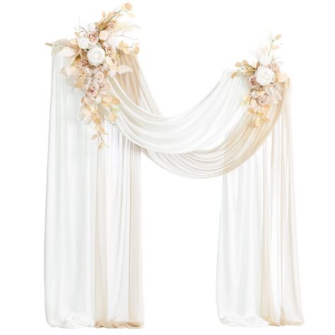 PRICES MAY VARY. COLOR INSPIRED: Create a delicate winter snowscape atmosphere with the white and beige inspiration. Capture your unique vintage wedding ceremony backdrop decorations with Ling’s exquisite wedding arch flowers kit. FIT ON ARCH: Tailored for decorating 5' W x 6'5" H arch stand as photography show. Floral swags curve hanging on the arch, measuring about 3.6ft L x 1ft W and 2ft L x 0.82ft W. NEVER WILTED: Substitute for costly fresh flowers and greenery, providing over 70% budget sa Hanging Flower Arrangements, Corpus Cristi, Vintage Wedding Ceremony, Rose Arbor, Reception Backdrop, Beige Wedding, Wedding Arch Flowers, Arch Flowers, Wedding Ceremony Backdrop