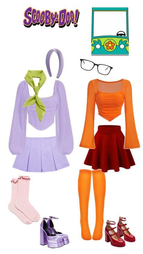 Scooby Doo Halloween Costume Ideas Scooby Doo Halloween Costume Ideas, Scooby Doo Daphne And Velma, Daphne Halloween Costume, Scooby Doo Daphne, Velma Halloween Costume, Scooby Doo Halloween Costumes, Velma Costume, Scooby Doo Costumes, Daphne Scooby Doo Costume