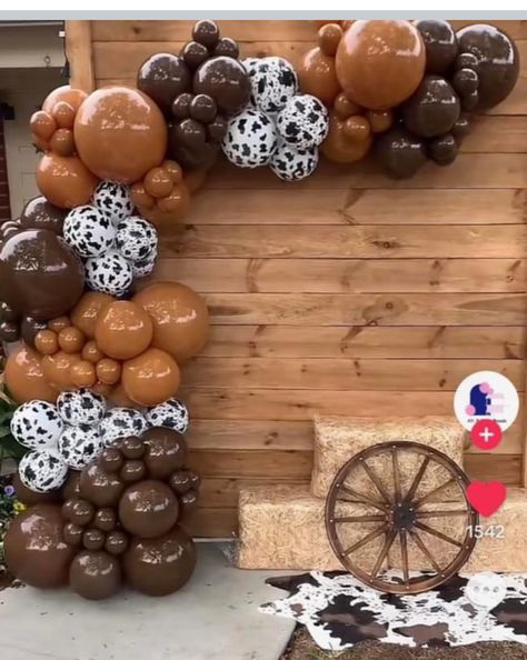 Western Backdrop With Balloons, Cheers And Beers To 40 Years, Cowboy Party Decorations, Cowboy Birthday Party, 30th Bday, Baby D, Cowboy Birthday, Cowboy Party, Balloon Decor