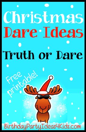 Christmas Dares for the Truth or Dare Game Christmas Dares, Christmas Games For Teens, Teen Christmas Party, Truth Dare, Christmas Party Ideas For Teens, Truth Or Dare Games, Girls Christmas Party, Xmas Games, Dare Games