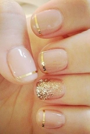 Gold french mani Nail Art Noel, Wedding Manicure, Gold Glitter Nails, Easy Nails, Her Nails, Bohol, Nagel Inspo, Short Nail Designs, Rocker Chic